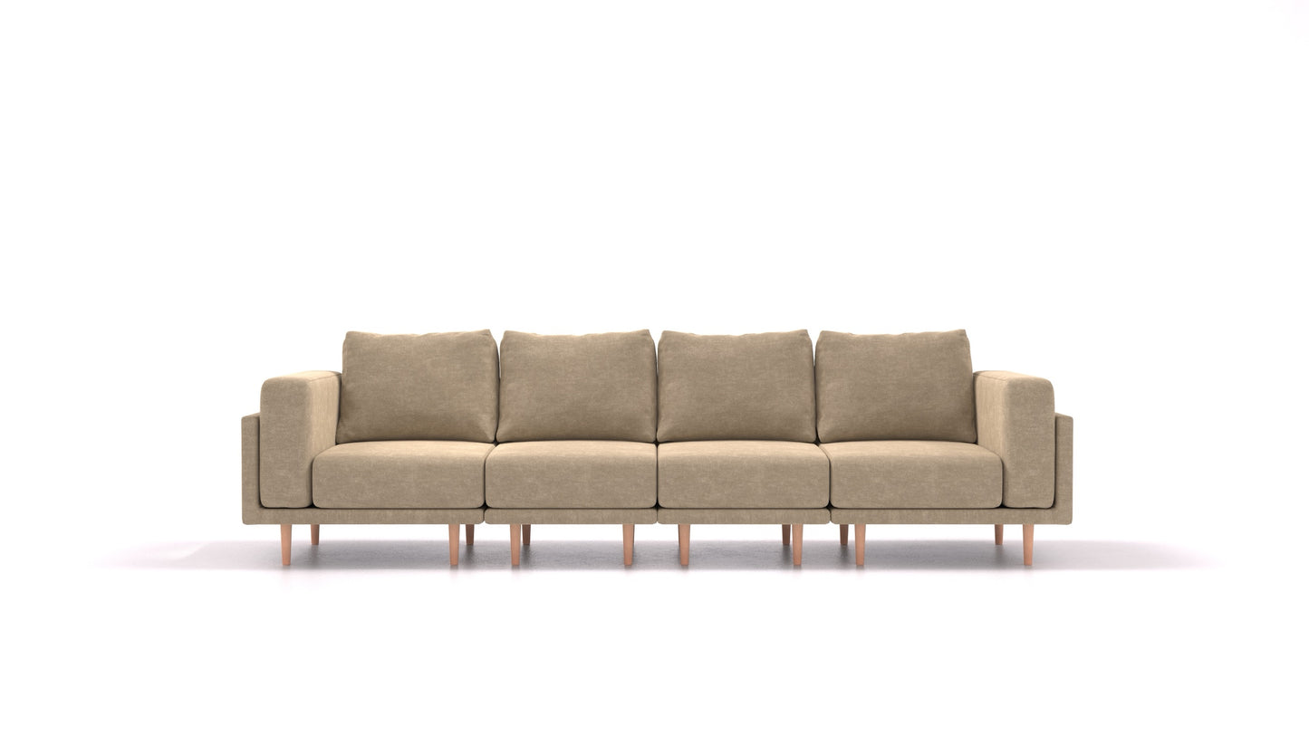 Clooods 4S, modularna sjedeća garnitura FEYDOM u tkanini Mollia FF-13 Cappuccino, svijetle noge