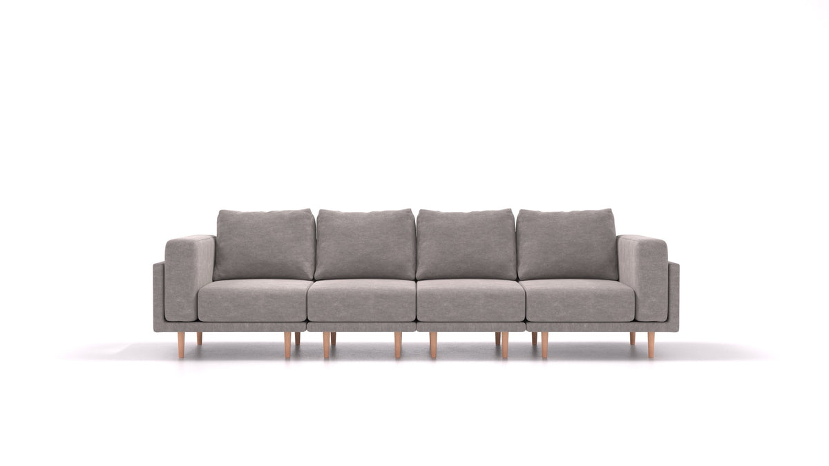 Clooods 4S, modularna sjedeća garnitura FEYDOM u tkanini Mollia FF-14 Middle Grey, svijetle noge
