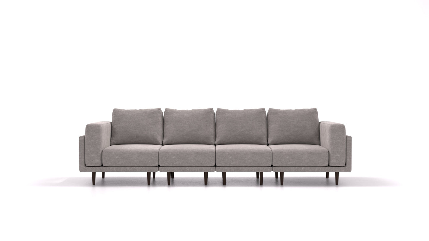 Clooods 4S, modularna sjedeća garnitura FEYDOM u tkanini Mollia FF-14 Middle Grey, tamne noge