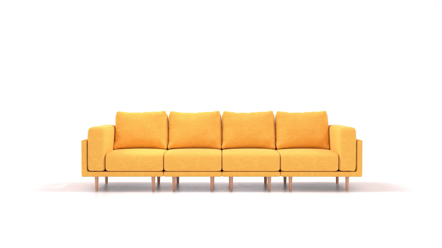 Clooods 4S, modularna sjedeća garnitura FEYDOM u tkanini Mollia FF-16 Yellow, svijetle noge