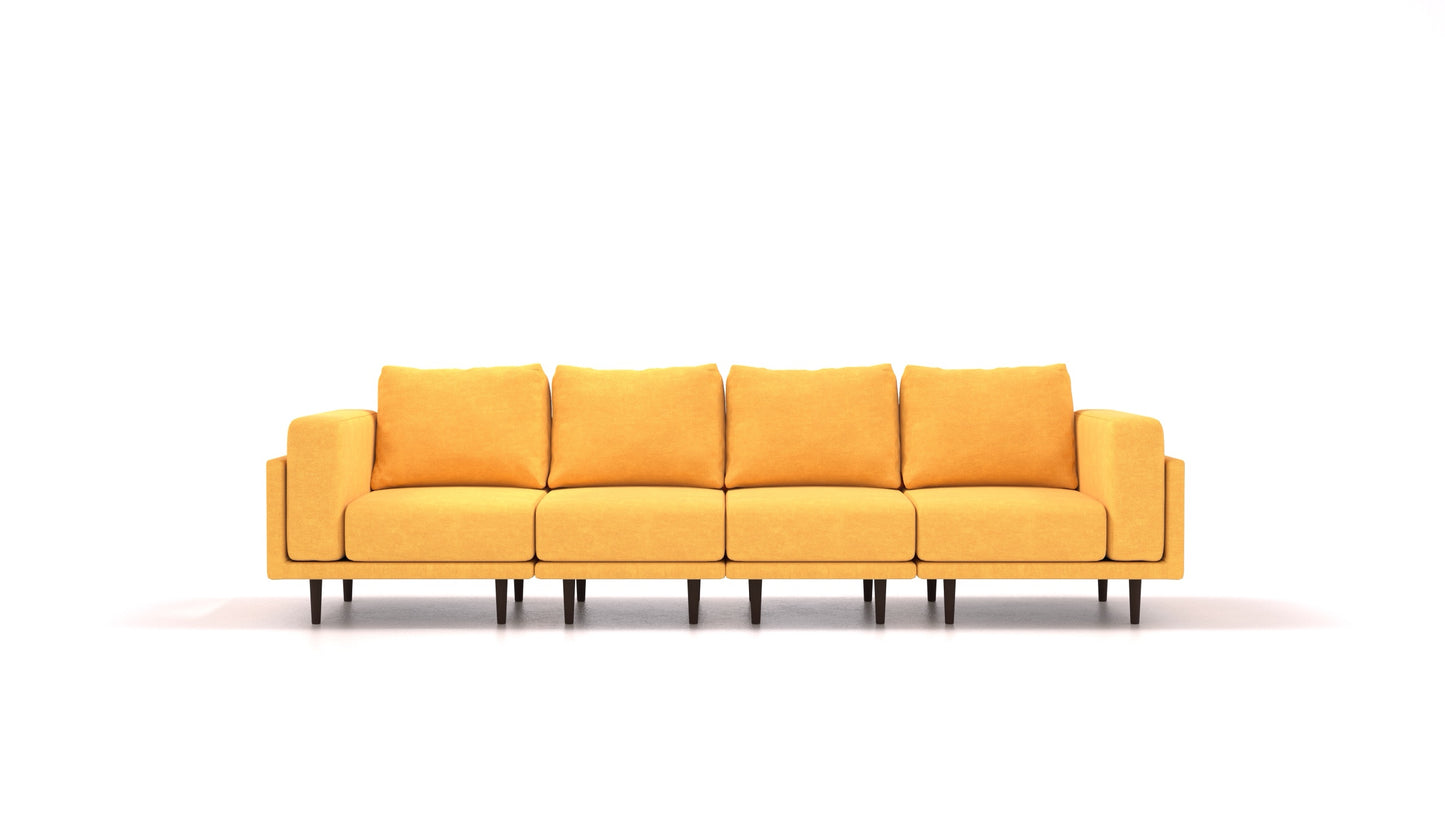 Clooods 4S, modularna sjedeća garnitura FEYDOM u tkanini Mollia FF-16 Yellow, tamne noge