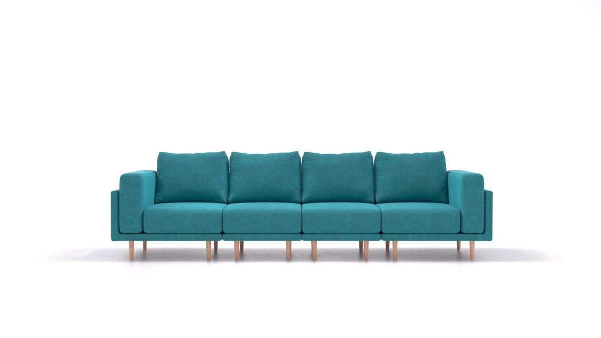 Clooods 4S, modularna sjedeća garnitura FEYDOM u tkanini Mollia FF-20 Turquoise, svijetle noge