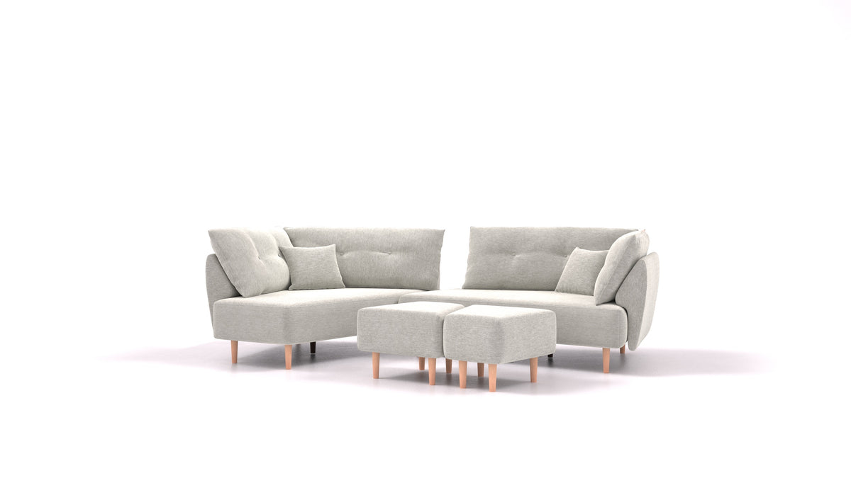 Diagon, modularna sjedeća garnitura FEYDOM u tkanini Astra AT-80 Light Grey, svijetle noge