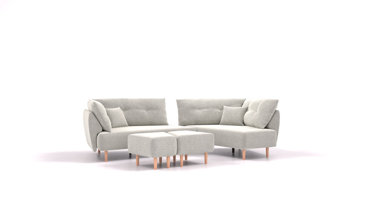 Diagon, modularna sjedeća garnitura FEYDOM u tkanini Astra AT-80 Light Grey, svijetle noge