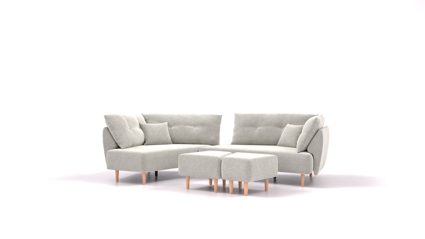 Diagon, modularna sjedeća garnitura FEYDOM u tkanini Astra AT-80 Light Grey, svijetle noge