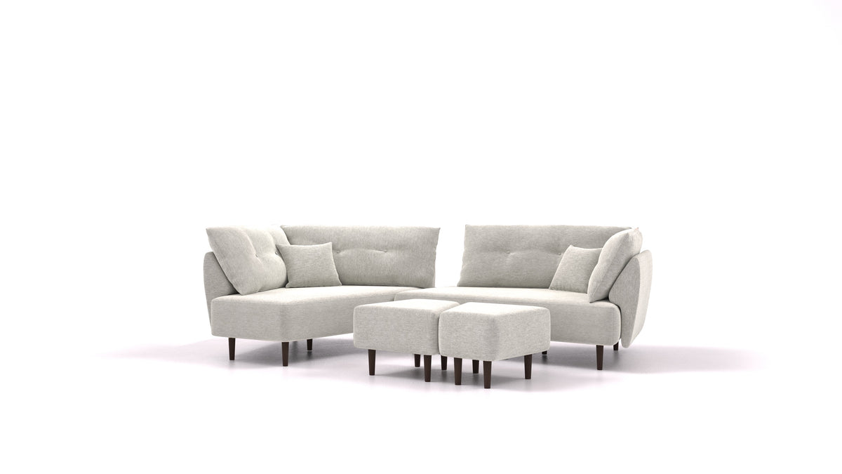 Diagon, modularna sjedeća garnitura FEYDOM u tkanini Astra AT-80 Light Grey, tamne noge