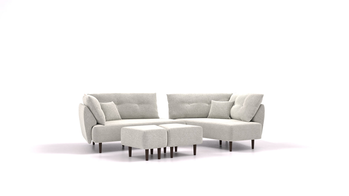 Diagon, modularna sjedeća garnitura FEYDOM u tkanini Astra AT-80 Light Grey, tamne noge