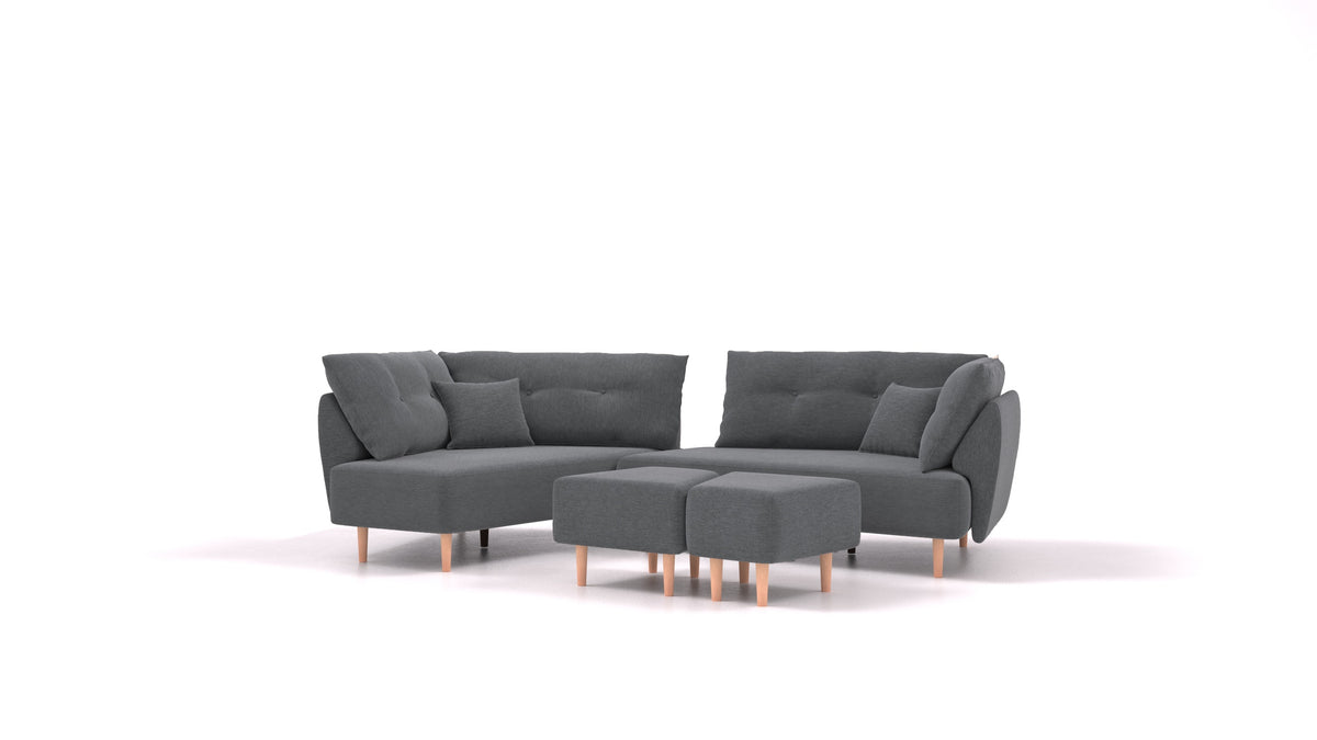 Diagon, modularna sjedeća garnitura FEYDOM u tkanini Astra AT-88 Dark Grey, svijetle noge