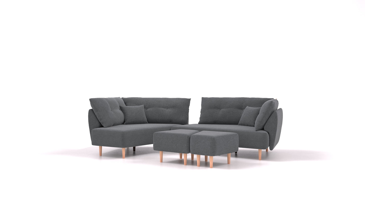 Diagon, modularna sjedeća garnitura FEYDOM u tkanini Astra AT-88 Dark Grey, svijetle noge