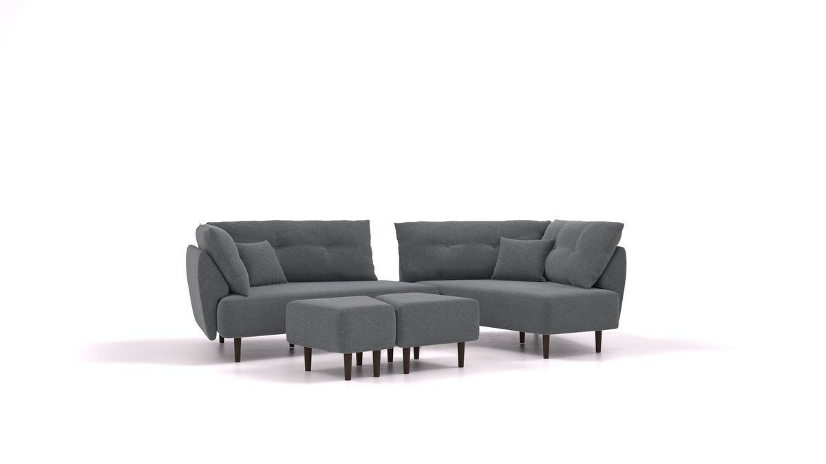 Diagon, modularna sjedeća garnitura FEYDOM u tkanini Astra AT-88 Dark Grey, tamne noge