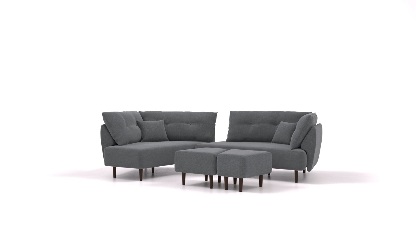 Diagon, modularna sjedeća garnitura FEYDOM u tkanini Astra AT-88 Dark Grey, tamne noge