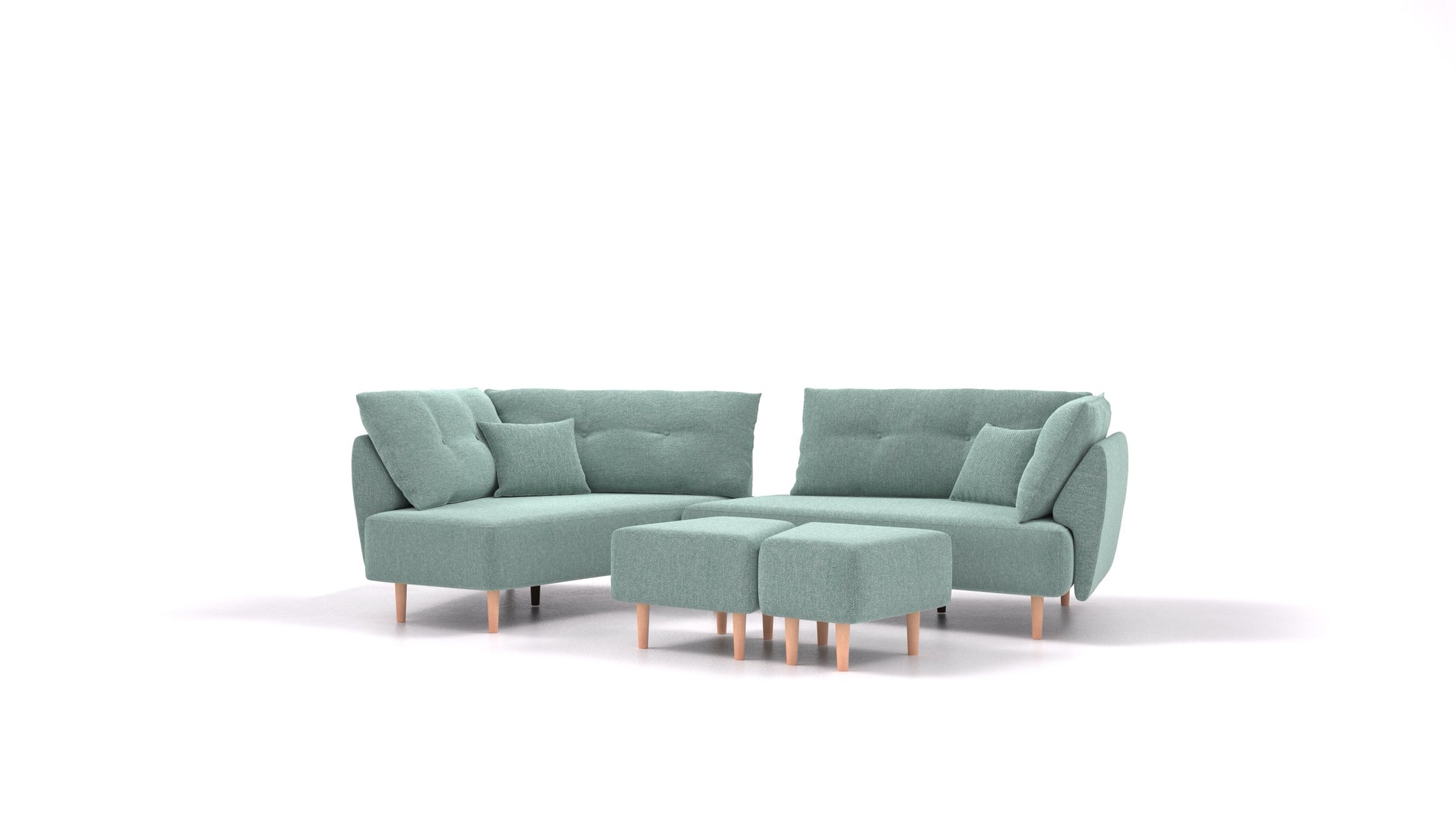 Diagon, modularna sjedeća garnitura FEYDOM u tkanini Alure DE-75 Pastel Blue, svijetle noge
