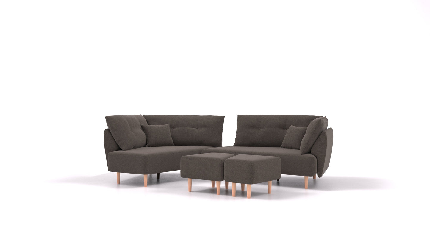 Diagon, modularna sjedeća garnitura FEYDOM u tkanini Velare ET-12 Dark Grey, svijetle noge