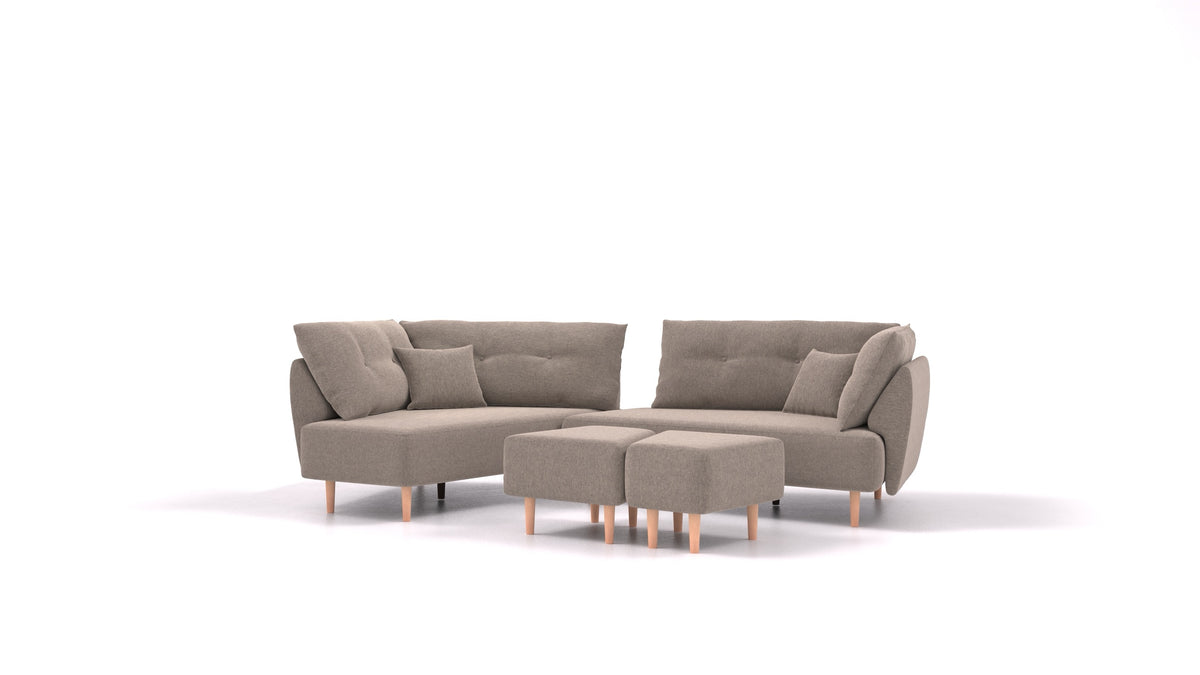 Diagon, modularna sjedeća garnitura FEYDOM u tkanini Velare ET-14 Middle Grey, svijetle noge