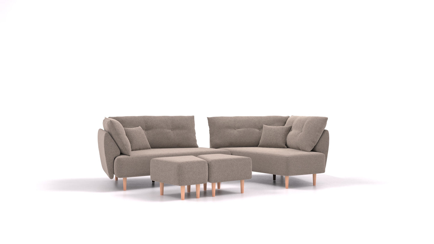 Diagon, modularna sjedeća garnitura FEYDOM u tkanini Velare ET-14 Middle Grey, svijetle noge
