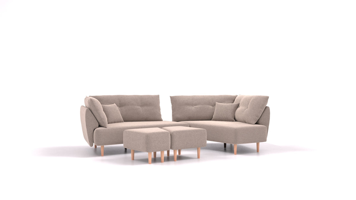 Diagon, modularna sjedeća garnitura FEYDOM u tkanini Velare ET-15 Light Grey, svijetle noge