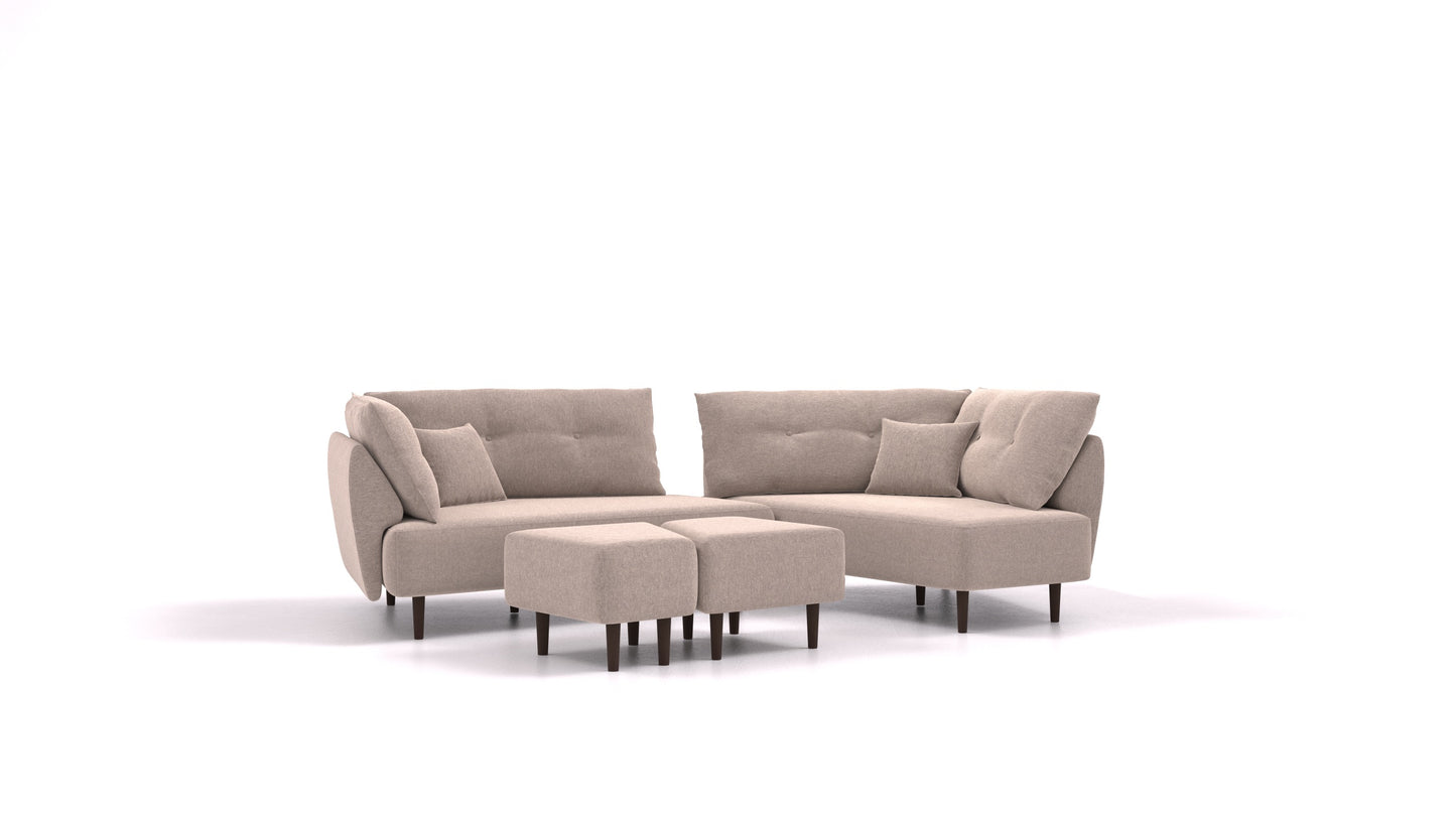 Diagon, modularna sjedeća garnitura FEYDOM u tkanini Velare ET-15 Light Grey, tamne noge
