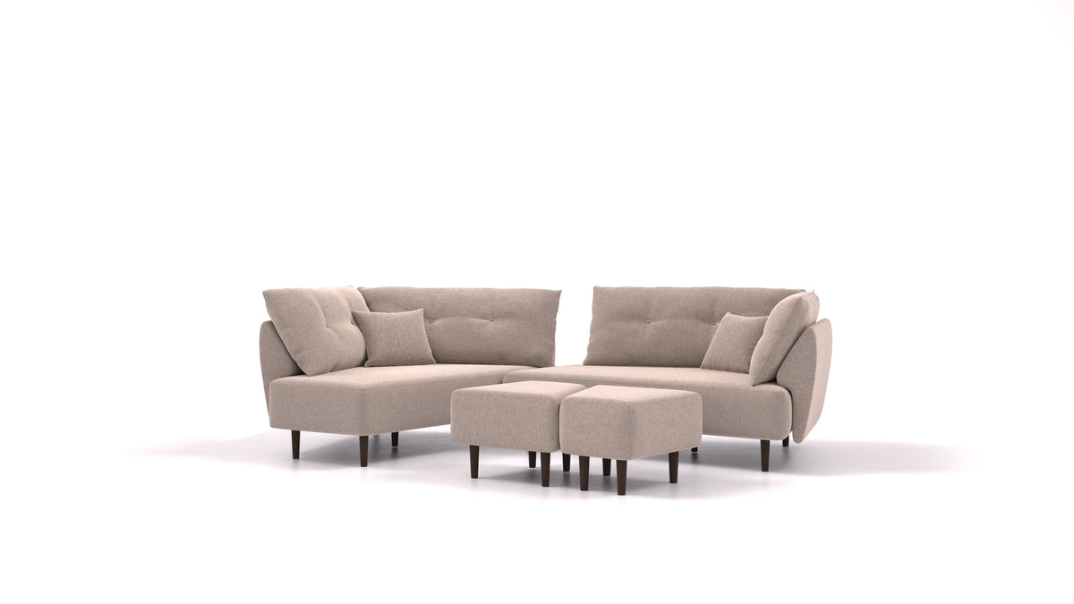 Diagon, modularna sjedeća garnitura FEYDOM u tkanini Velare ET-15 Light Grey, tamne noge