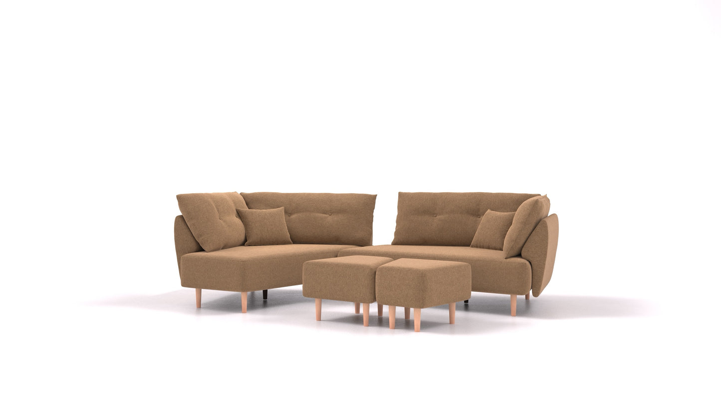 Diagon, modularna sjedeća garnitura FEYDOM u tkanini Velare ET-24 Cappuccino, svijetle noge