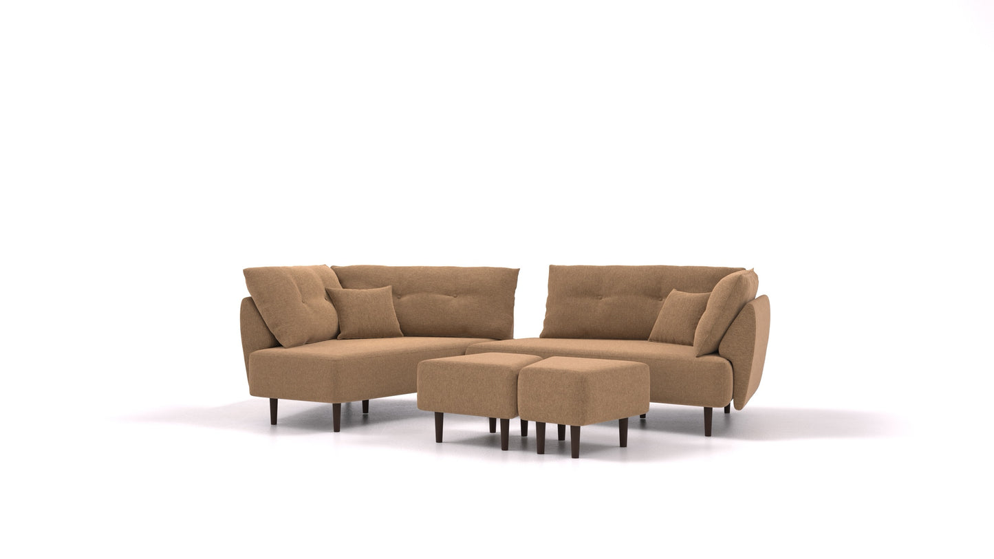 Diagon, modularna sjedeća garnitura FEYDOM u tkanini Velare ET-24 Cappuccino, tamne noge