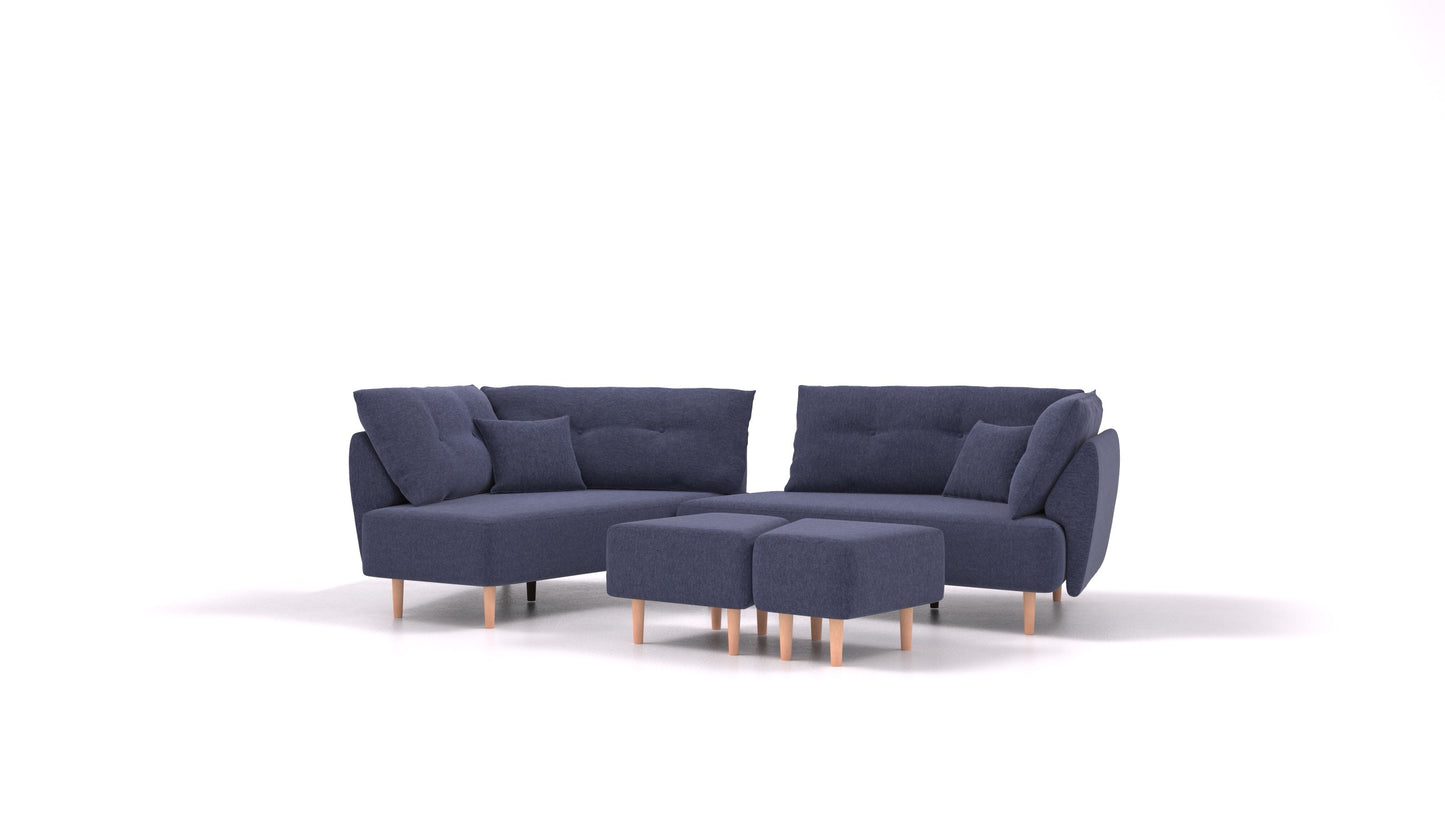 Diagon, modularna sjedeća garnitura FEYDOM u tkanini Velare ET-80 Noble Blue, svijetle noge
