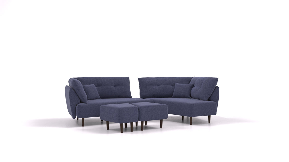 Diagon, modularna sjedeća garnitura FEYDOM u tkanini Velare ET-80 Noble Blue, tamne noge
