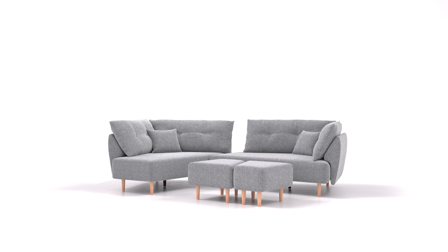 Diagon, modularna sjedeća garnitura FEYDOM u tkanini Phoenix FE-92 Dark Grey, svijetle noge
