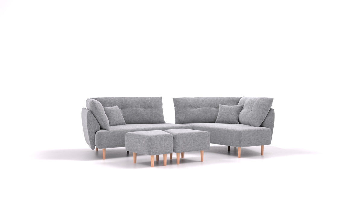 Diagon, modularna sjedeća garnitura FEYDOM u tkanini Phoenix FE-92 Dark Grey, svijetle noge