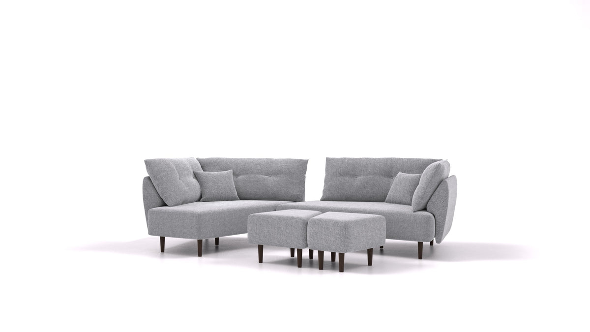 Diagon, modularna sjedeća garnitura FEYDOM u tkanini Phoenix FE-92 Dark Grey, tamne noge