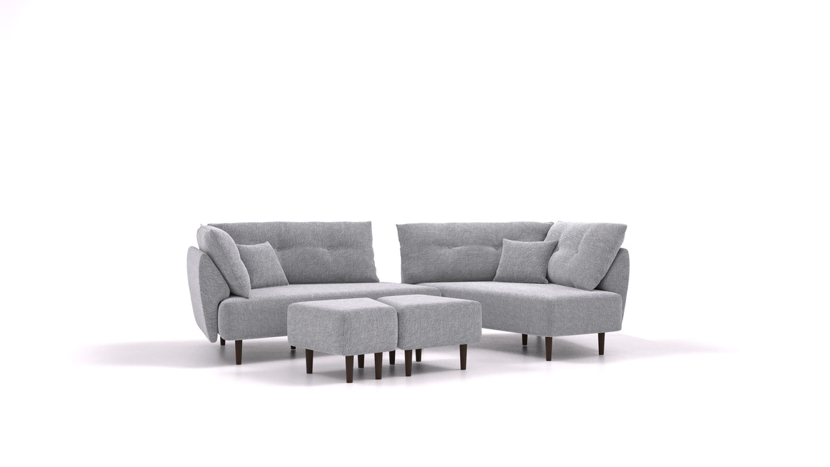 Diagon, modularna sjedeća garnitura FEYDOM u tkanini Phoenix FE-92 Dark Grey, tamne noge