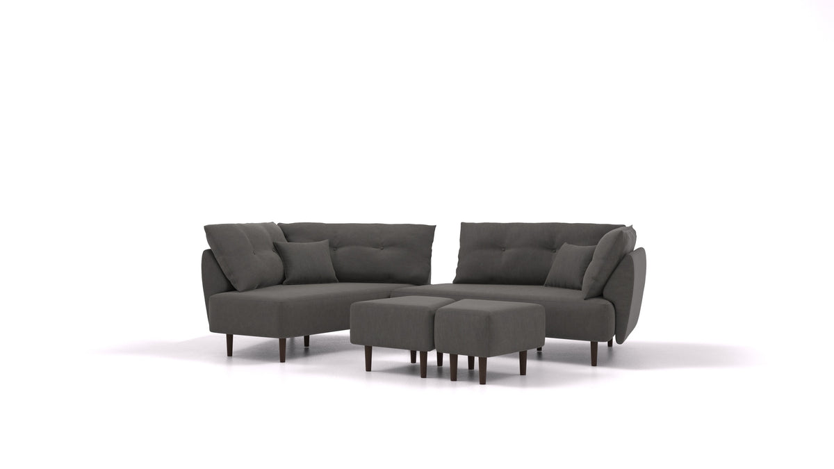 Diagon, modularna sjedeća garnitura FEYDOM u tkanini Mollia FF-12 Dark Grey, tamne noge