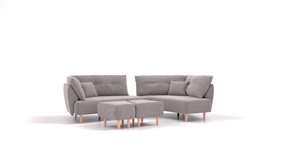 Diagon, modularna sjedeća garnitura FEYDOM u tkanini Mollia FF-14 Middle Grey, svijetle noge