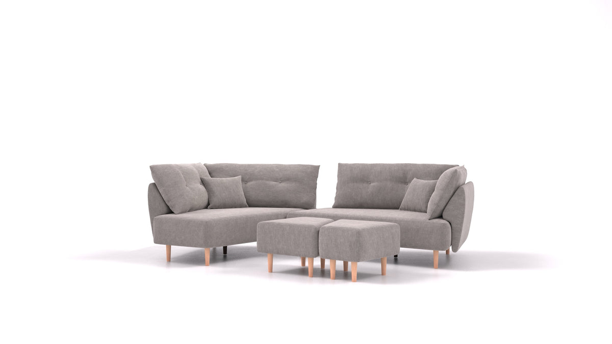 Diagon, modularna sjedeća garnitura FEYDOM u tkanini Mollia FF-14 Middle Grey, svijetle noge