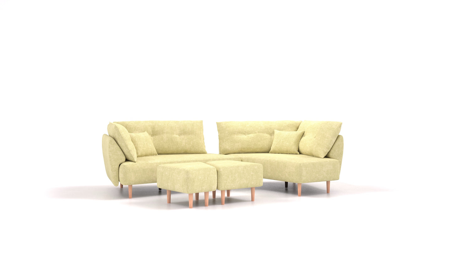Diagon, modularna sjedeća garnitura FEYDOM u tkanini Mollia HC-09 Grass Green, svijetle noge