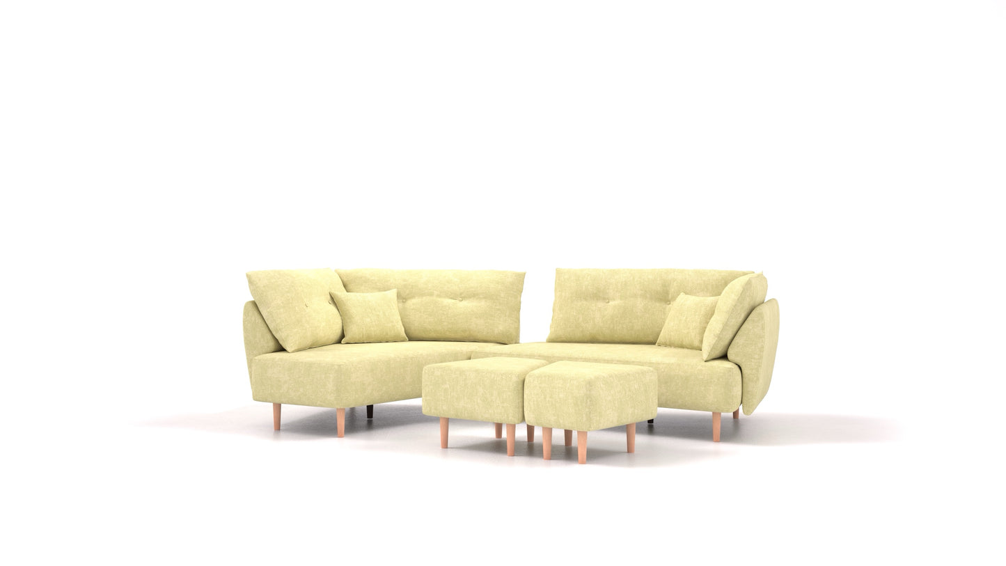 Diagon, modularna sjedeća garnitura FEYDOM u tkanini Mollia HC-09 Grass Green, svijetle noge