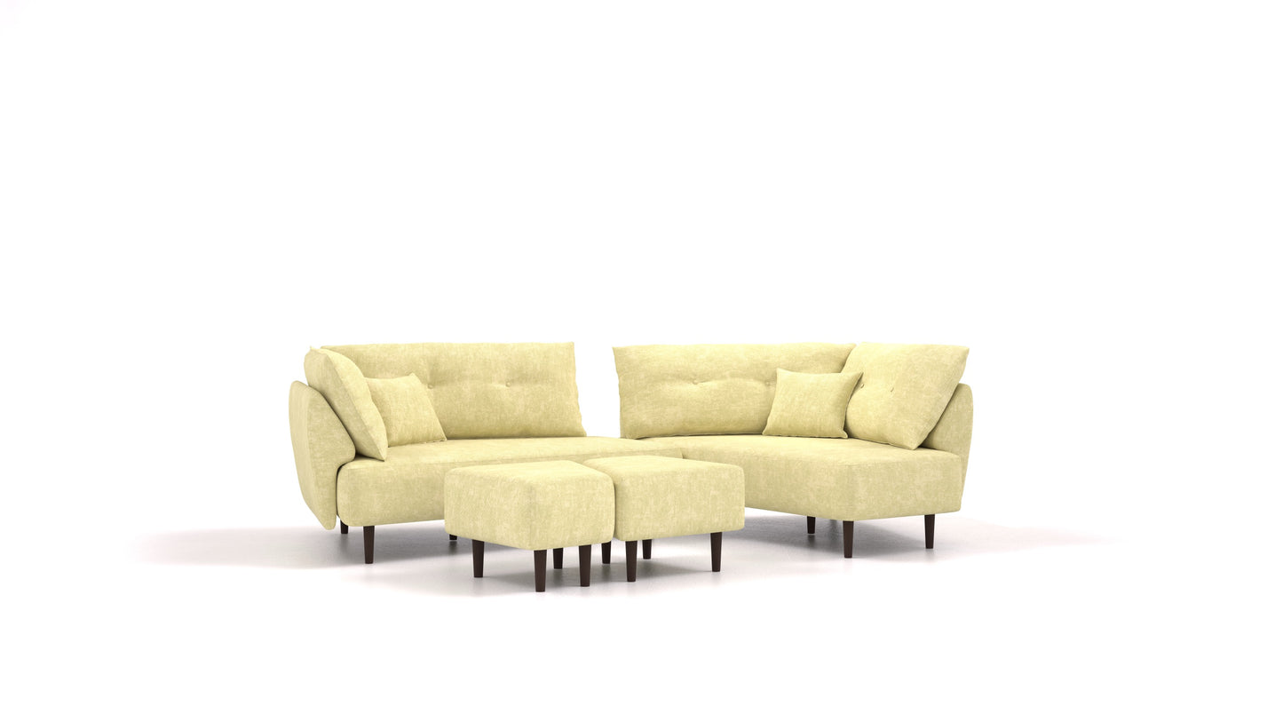 Diagon, modularna sjedeća garnitura FEYDOM u tkanini Mollia HC-09 Grass Green, tamne noge