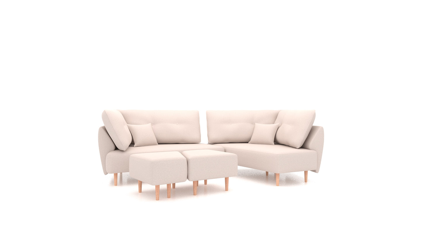 Diagon, modularna sjedeća garnitura FEYDOM u tkanini Hygge HG-04 Natur, svijetle noge