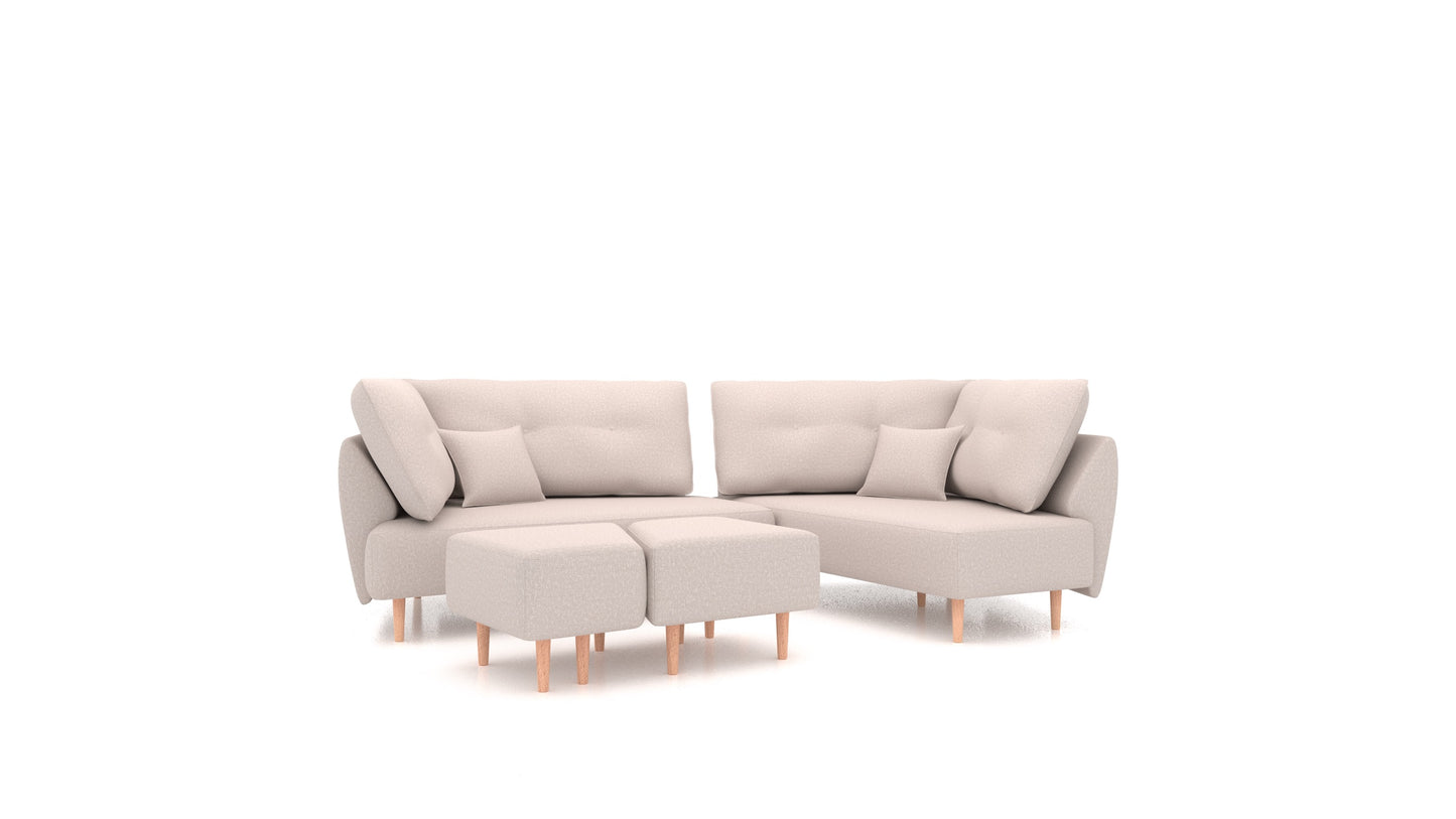 Diagon, modularna sjedeća garnitura FEYDOM u tkanini Hygge HG-08 Cappuccino, svijetle noge