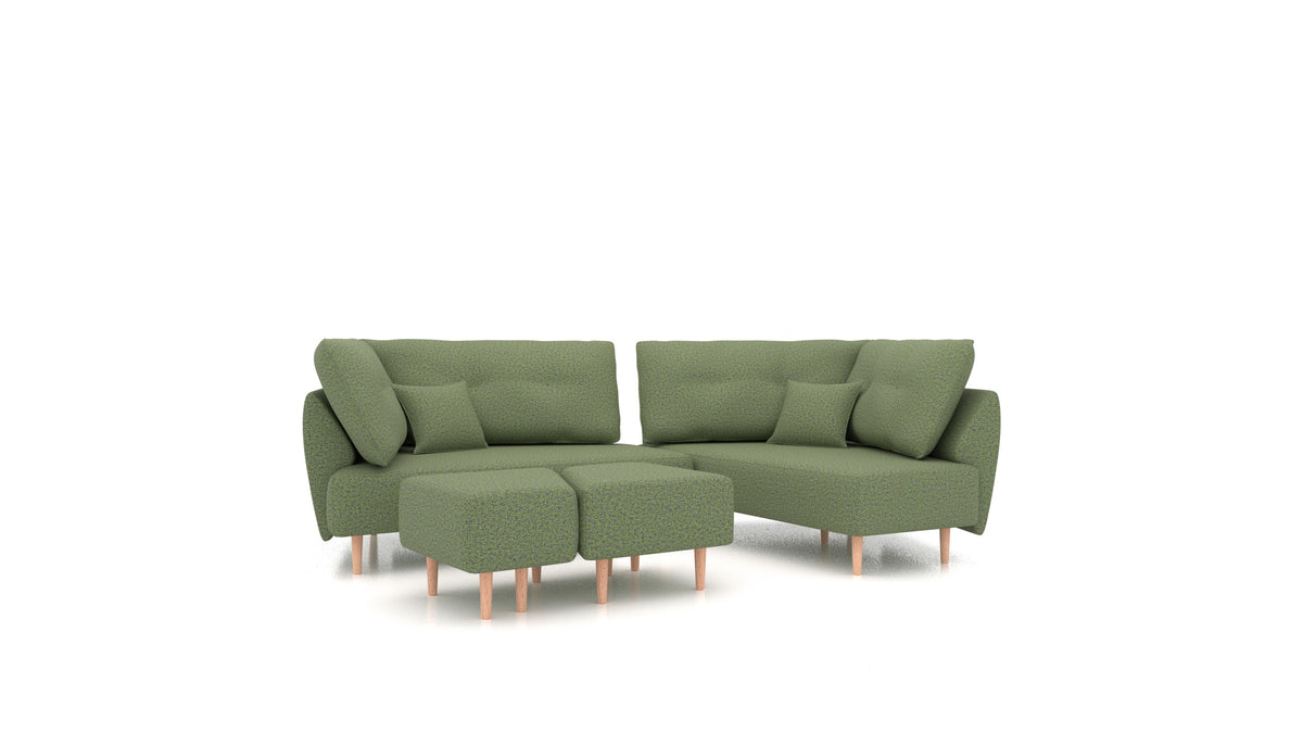 Diagon, modularna sjedeća garnitura FEYDOM u tkanini Hygge HG-34 Olive Green, svijetle noge