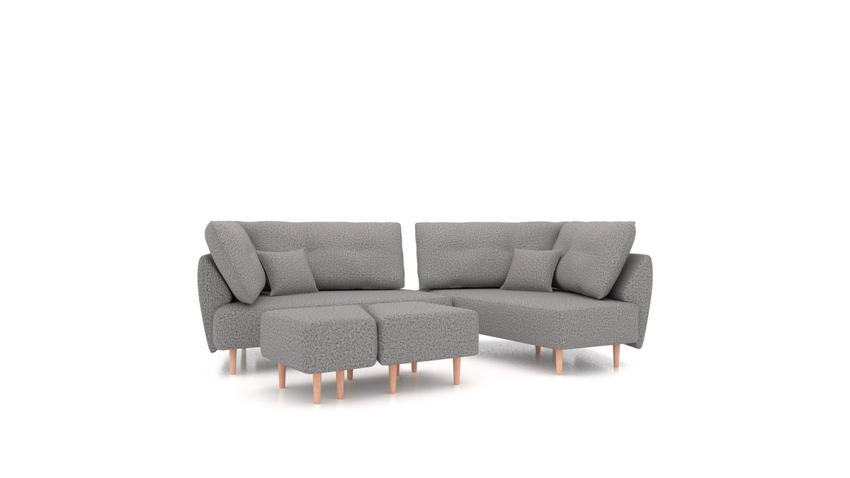 Diagon, modularna sjedeća garnitura FEYDOM u tkanini Hygge HG-92 Medium Grey, svijetle noge