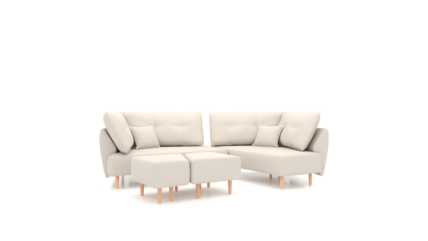 Diagon, modularna sjedeća garnitura FEYDOM u tkanini Heim HM-03 White, svijetle noge