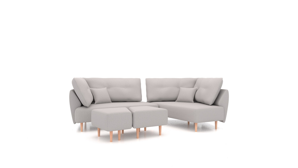 Diagon, modularna sjedeća garnitura FEYDOM u tkanini Heim HM-86 Light Grey, svijetle noge