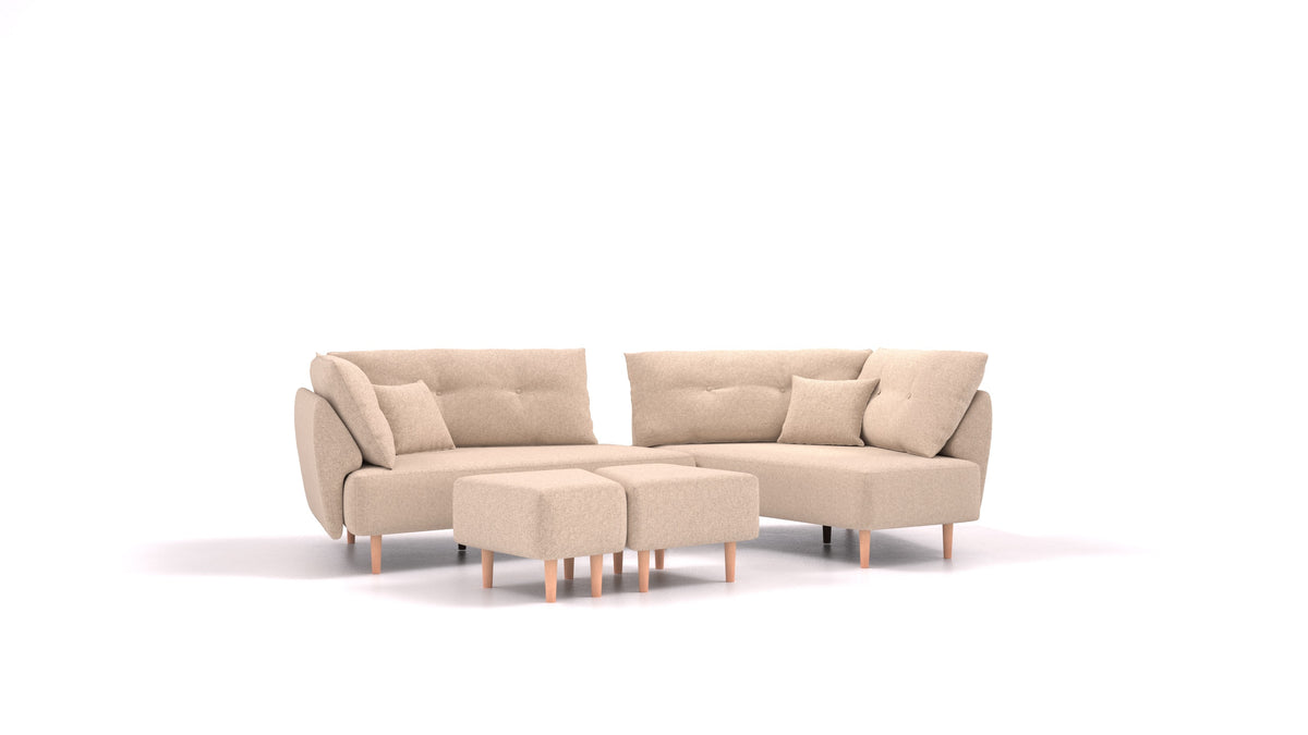 Diagon, modularna sjedeća garnitura FEYDOM u tkanini Icon IC-06 Cappuccino, svijetle noge