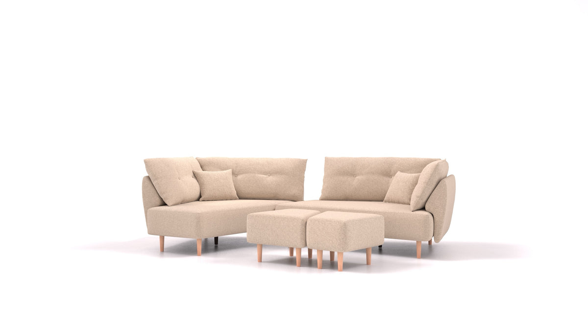 Diagon, modularna sjedeća garnitura FEYDOM u tkanini Icon IC-06 Cappuccino, svijetle noge