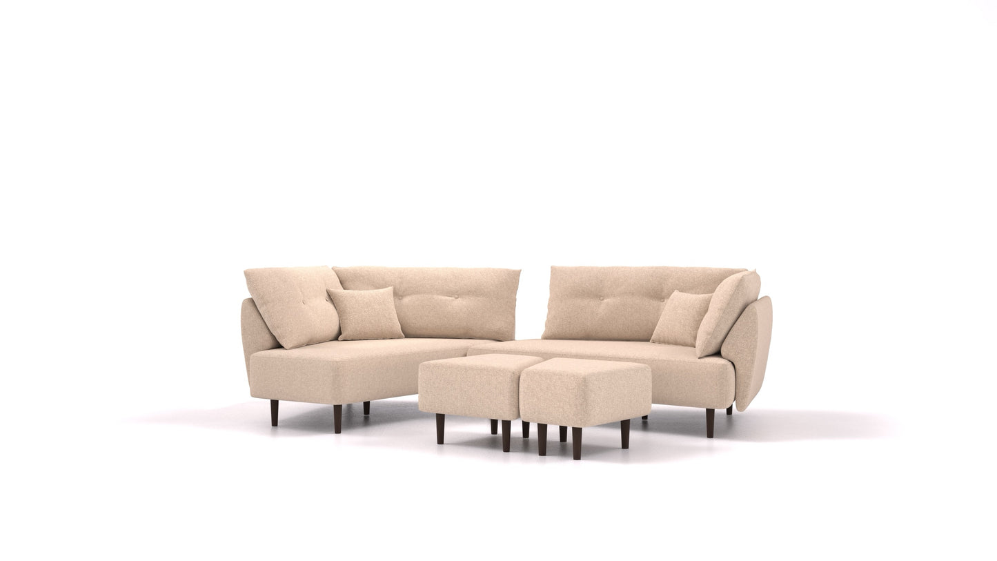 Diagon, modularna sjedeća garnitura FEYDOM u tkanini Icon IC-06 Cappuccino, tamne noge