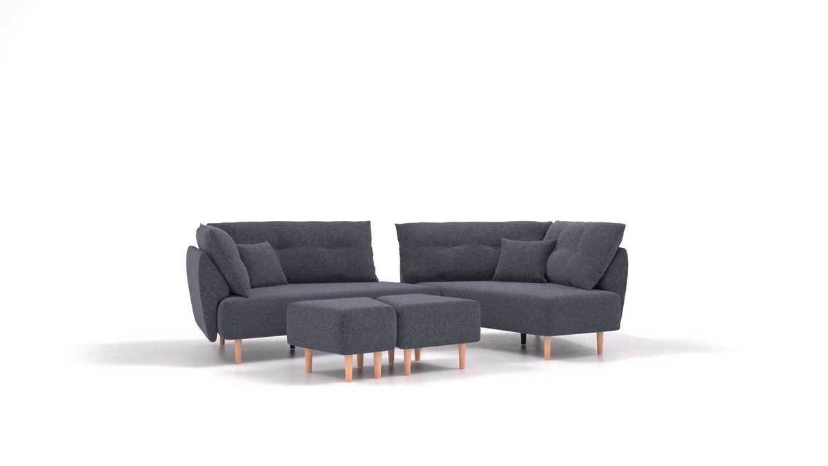 Diagon, modularna sjedeća garnitura FEYDOM u tkanini Icon IC-79 Deep Blue, svijetle noge