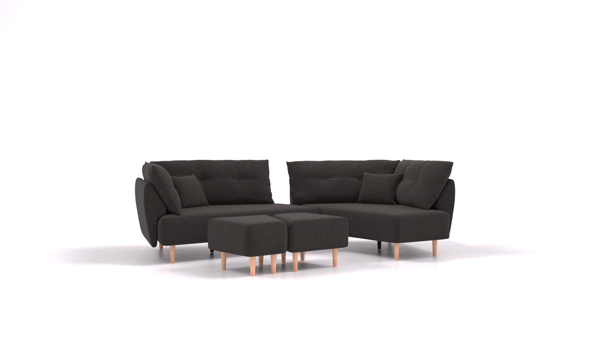 Diagon, modularna sjedeća garnitura FEYDOM u tkanini Icon IC-99 Umbra, svijetle noge