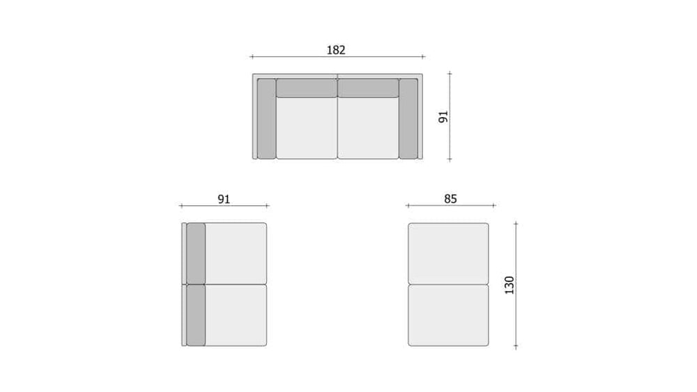 Clooods 4S2+ &ndash; Dvosjed + 2x Naslonjač + 2x Tabure