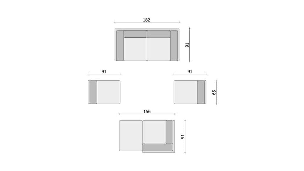 Clooods 4S+M &ndash; Dvosjed + Naslonjač + 2x Naslonjač