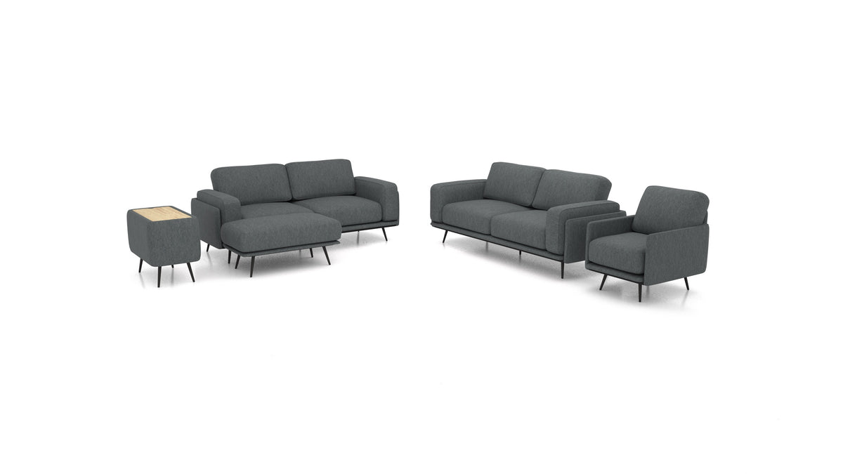 OIKO L+, modularna sjedeća garnitura FEYDOM u tkanini Astra AT-88 Dark Grey, svijetlo drvo